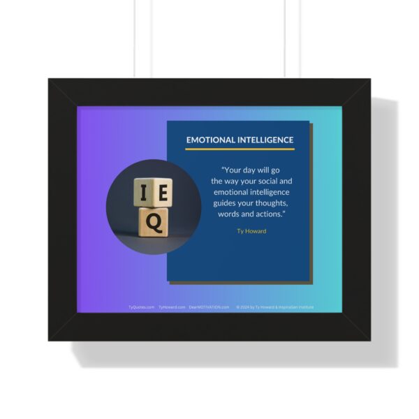 Your Day Will Go the Way Your EQ Guides You - Ty Howard Quote (Framed Horizontal Poster 14" x 11" Poster, 16" x 16" Frame)